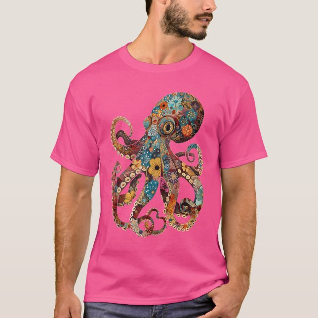 Camiseta Octopus Floral Fllowers Squid Kraken Scuba Diving (Frente)
