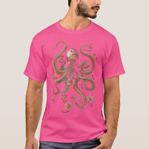 Camiseta Octopus Floral Fllowers Squid Kraken Scuba Diving