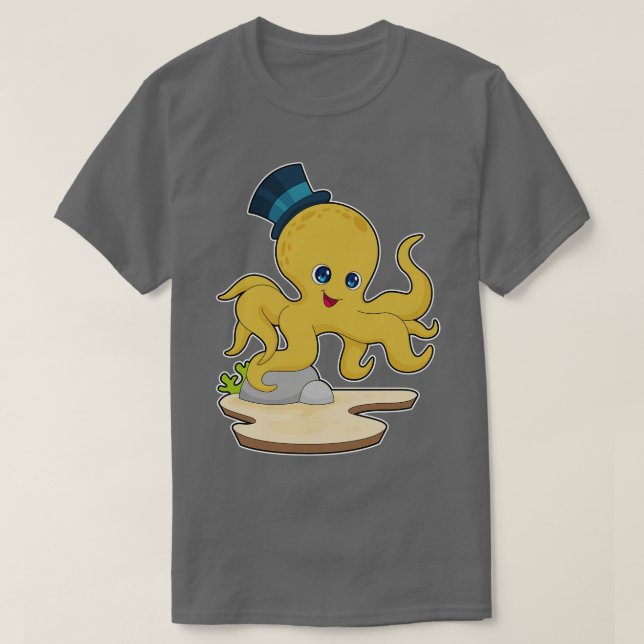 Camiseta Octopus Gentleman Hat (Frente do Design)
