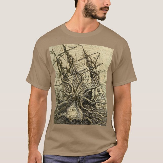 Camiseta Octopus gigante Vintage 1801 Etching (Frente)