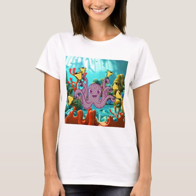 Camiseta Octopus Handbell Ringer No Mar (Frente)