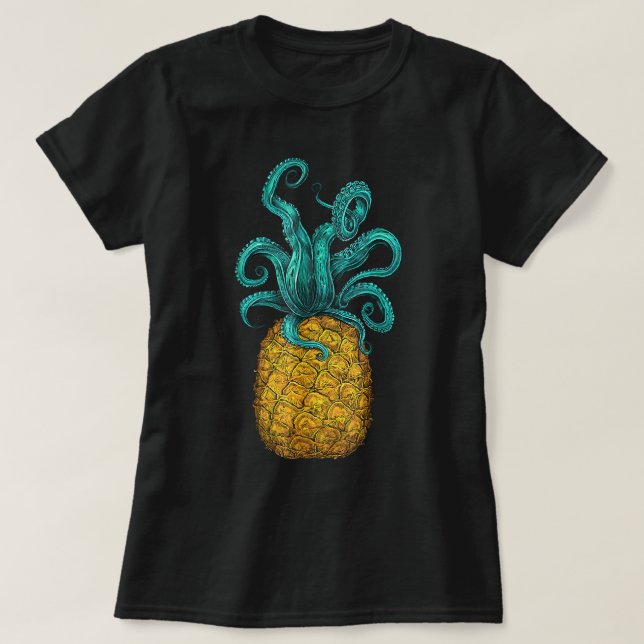 Camiseta Octopus Havaiano Pineapple Aloha Beach Havaí Summ (Frente do Design)