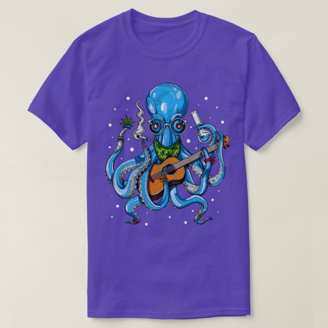 Camiseta Octopus Hippie Smoking Weed (Frente do Design)
