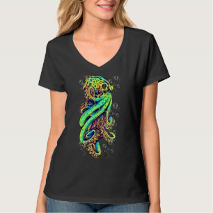 Camiseta Octopus Krakan Sea Ocean Colorful Bubbles Trendent