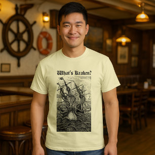 Camiseta Octopus Kraken & Ship Vintage Etching