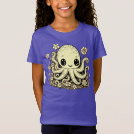 Camiseta Octopus na Flores, design de Animais Cutes