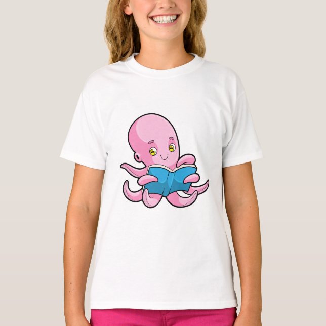 Camiseta Octopus na leitura de um livro (Frente)