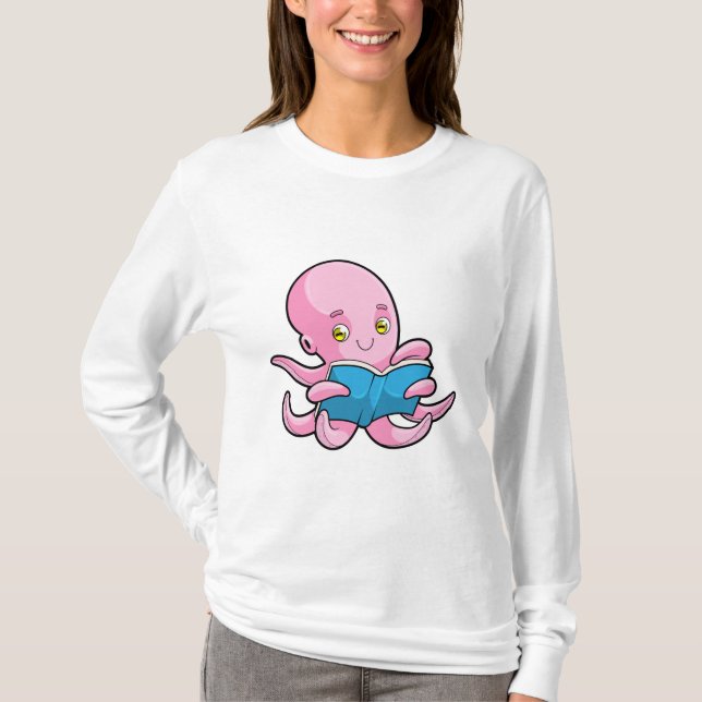 Camiseta Octopus na leitura de um livro (Frente)