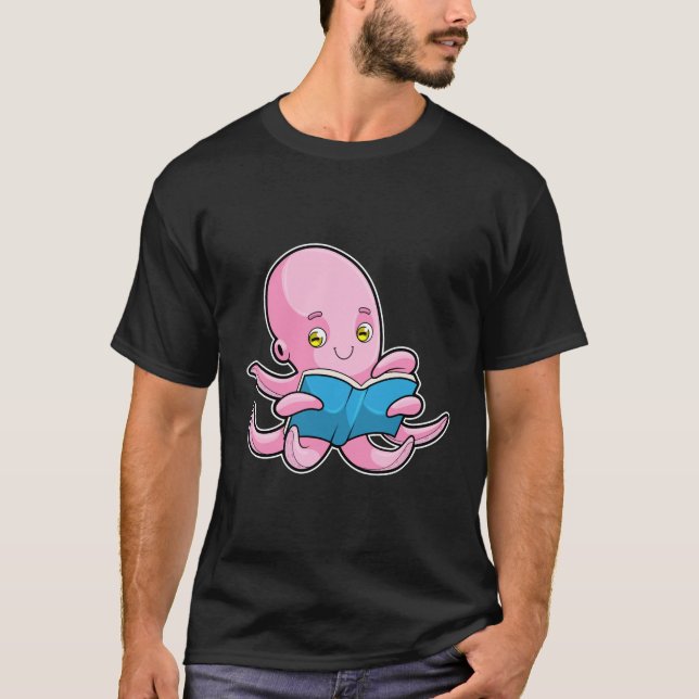 Camiseta Octopus na leitura de um livro (Frente)