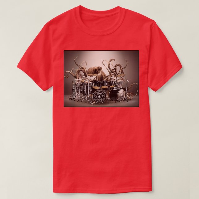 Camiseta Octopus Playing Drums Parody  (Frente do Design)