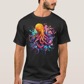 Camiseta Octopus Sea Amante de os animais Colorida Arte Esp