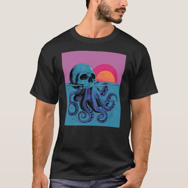 Camiseta Octopus Skull Halloween Skeleton Graphic Men Women (Frente)