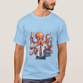 Camiseta Octopus - T-Shirt Engraçado em Multitarefa