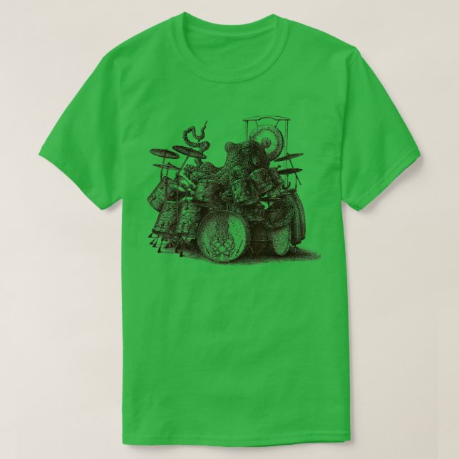 Camiseta Octopus Tocando Drummer Arte Drummer Musicia (Frente do Design)