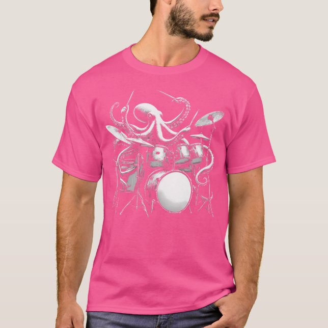 Camiseta Octopus Tocando Tambores Retorna Drummer (Frente)