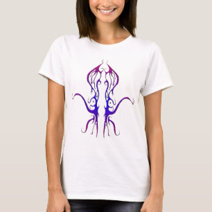 Camiseta Octopus Tribal Tattoo Design - azul e roxo