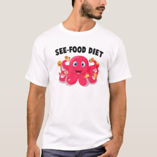 Camiseta Octopus - Ver Comida Diet - Sorvete - Bolo - Pizza