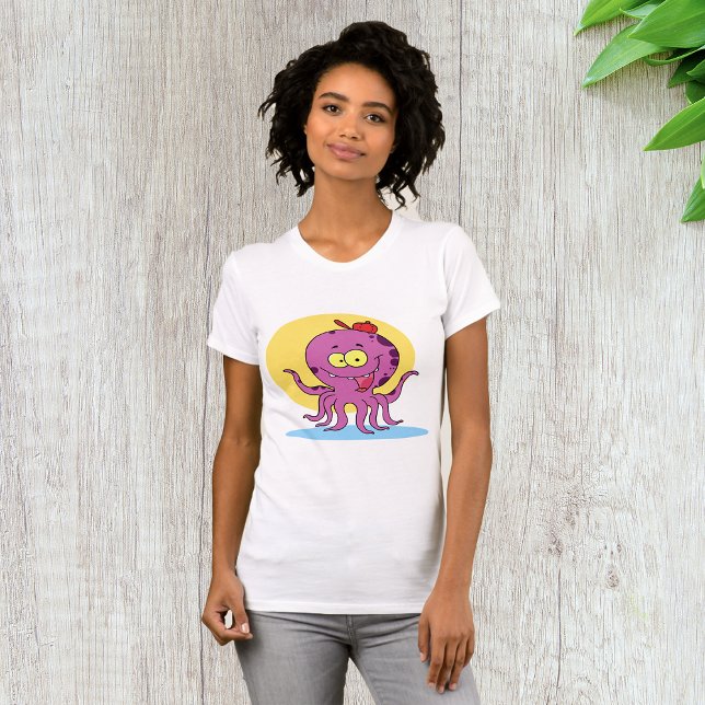 Camiseta Octopus Vestindo Boné De Bola Vermelha Mulher Cami (Criador carregado)