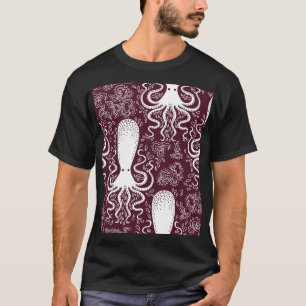 Camiseta Octopus Vintage: Esplendor de Padrão Submarino