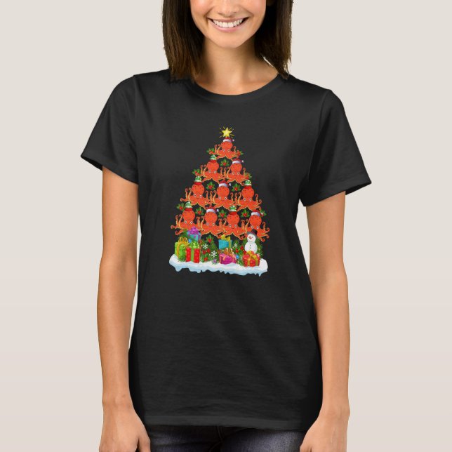 Camiseta Octopus  Xmas Holiday Octopus Christmas Tree (Frente)