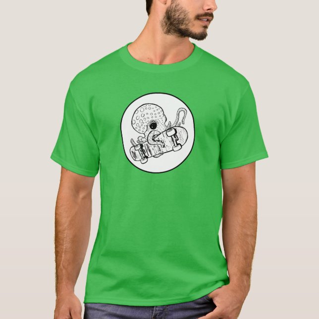 Camiseta Octoskate 1 - Skateboarding Octopus  (Frente)