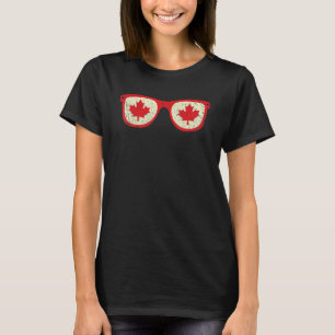 Camiseta Óculos Afetaram o Dia do Canadá, Orgulhosa Bandeir