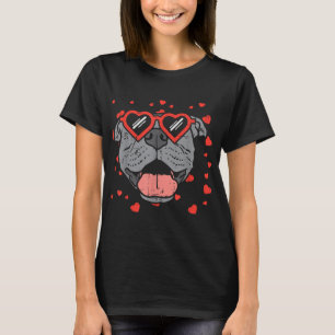 Camiseta Óculos Cardíacos Com Face Pitbull Dia de os namora