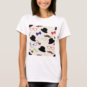 Camiseta Óculos, Chapéus e bigode