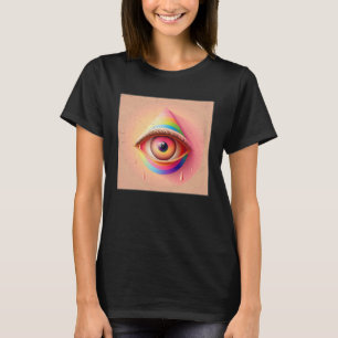 Camiseta Óculos De Arco-Íris Cuto Ilustração Colorida Lágri