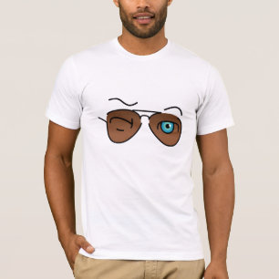 Camiseta Óculos de Aviador legal icônicos piscar os olhos G