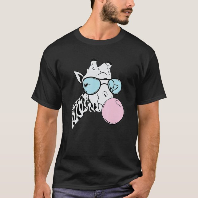 Camiseta Óculos de Bala de Goma de Girafa Presente Divertid (Frente)