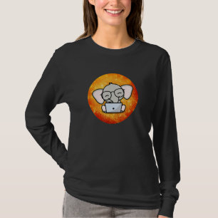 Camiseta Óculos de Bebê Elefante Fofo Cor de Fogo Geek Trab