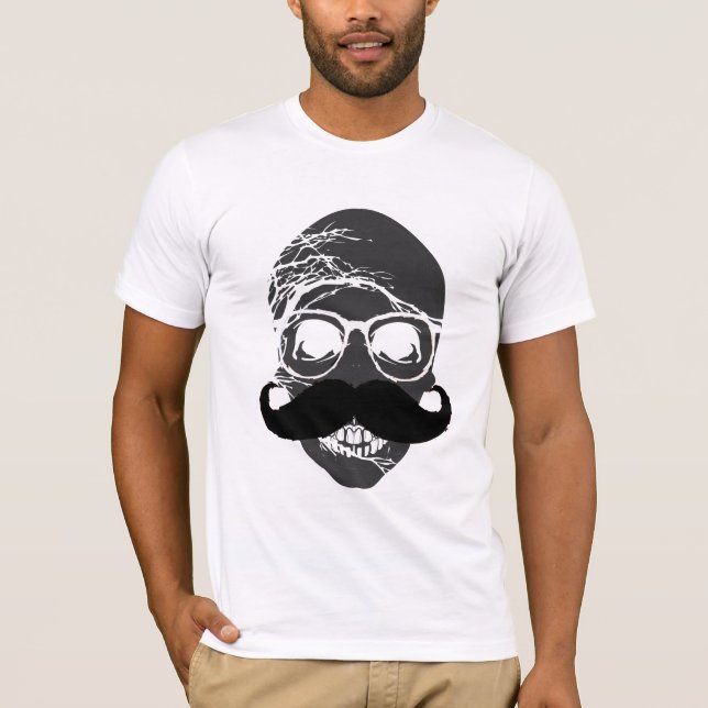Camiseta óculos de bigode de caveira 2 (Frente)