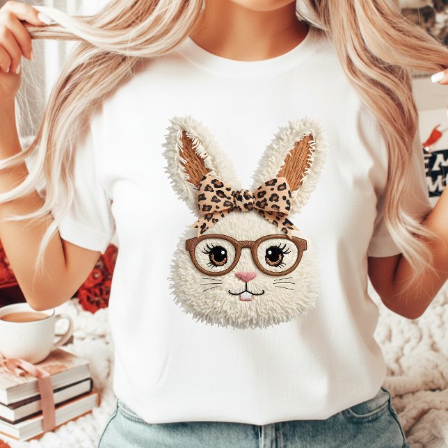 Camiseta Óculos de Coelho de Páscoa Sassy com Gravata Borbo (Criador carregado)