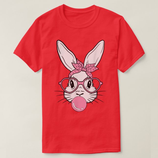 Camiseta Óculos de coração coelhos giros Bublegum para mulh (Frente do Design)