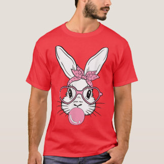 Camiseta Óculos de coração coelhos giros Bublegum para mulh