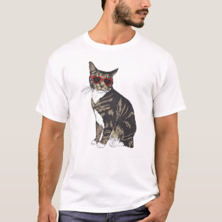 Camiseta Óculos de coração de gato