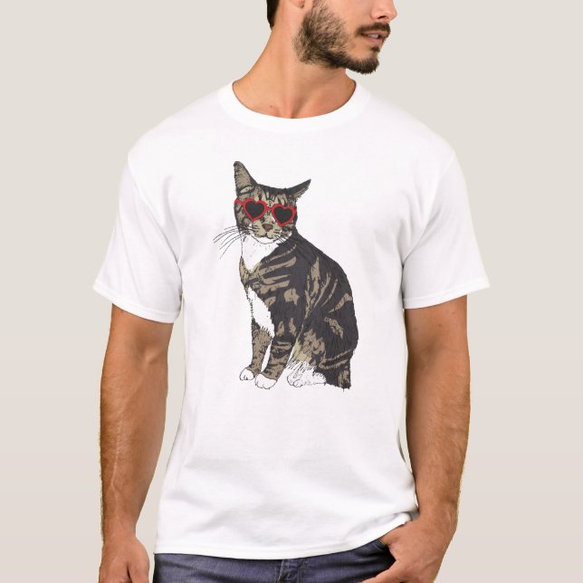 Camiseta Óculos de coração de gato (Frente)