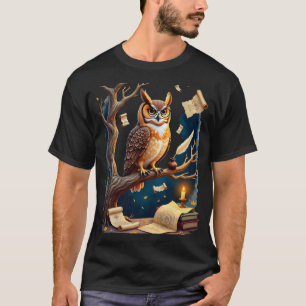 Camiseta Óculos de Coruja Dark Academia Caneta Tinteiro Bib