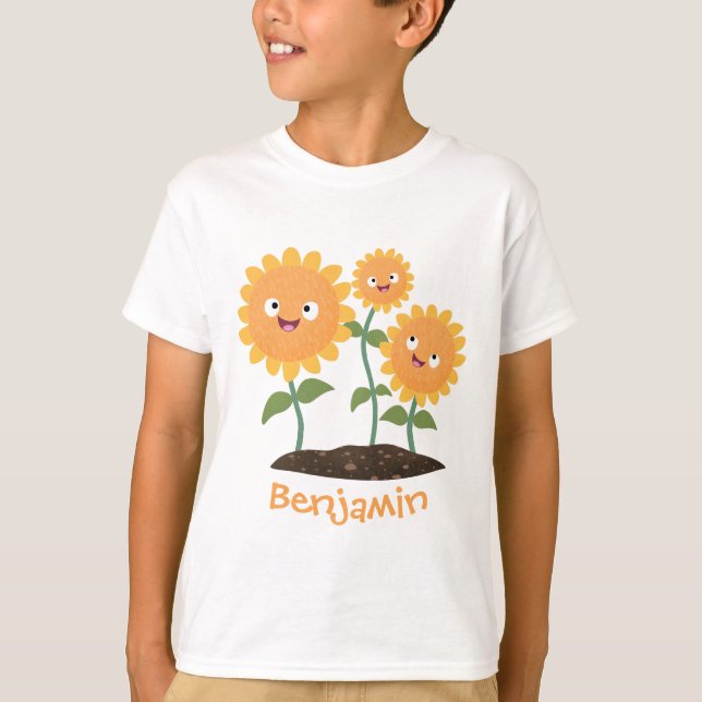 Camiseta Óculos de desenho animados bonitos e felizes (Frente)