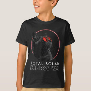 Camiseta Óculos de Eclipse de Gato Engraçado Totalidade Sol