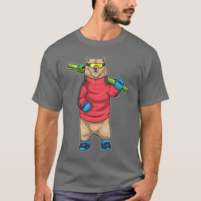 Camiseta Óculos de esqui de urso Esqui (Frente)