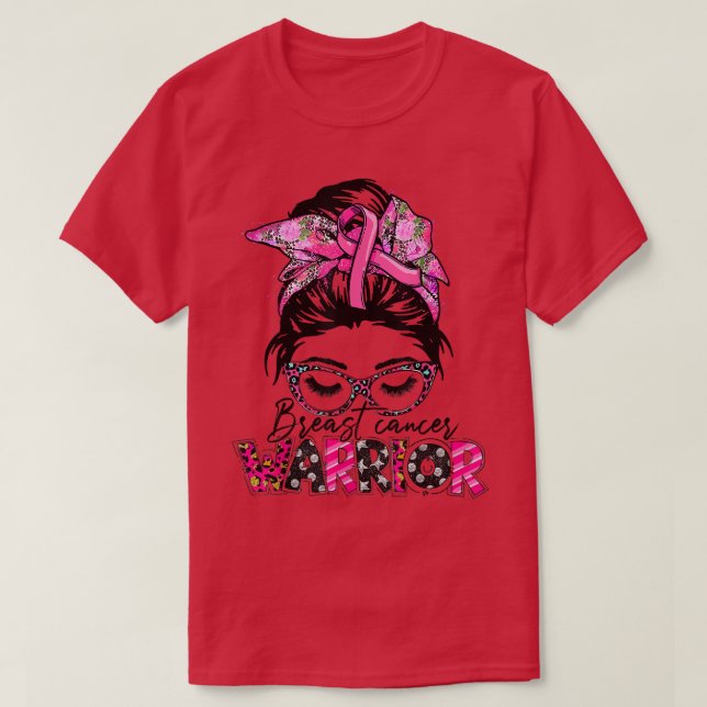 Camiseta Óculos de freio Vestem Cancer de peito do guerreir (Frente do Design)