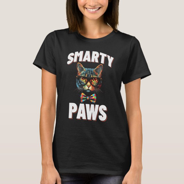 Camiseta Óculos de gato de patas inteligentes (Frente)