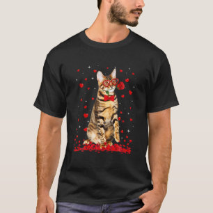 Camiseta Óculos de Gato de Toyger Bonitos Namorados de Flor