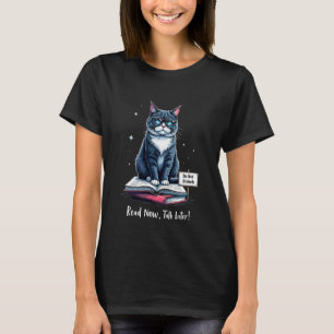 Camiseta Óculos de Gato Leitor Engraçado Introvertido Amant