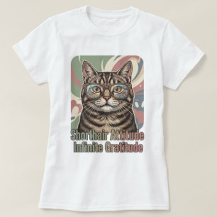 Camiseta Óculos de Gato Malhado Arte Pastel Retro