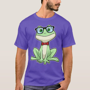 Camiseta Óculos de gravata de estudante nerd de rã