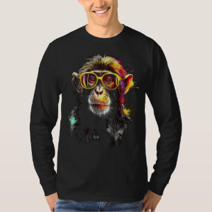 Camiseta Óculos De Macaco Zoológico Animal - Monge De Arte