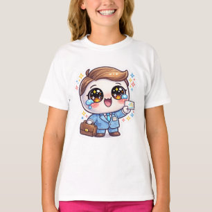 Camiseta Óculos de Médico Kawaii Fofo Terno Mala de Mão